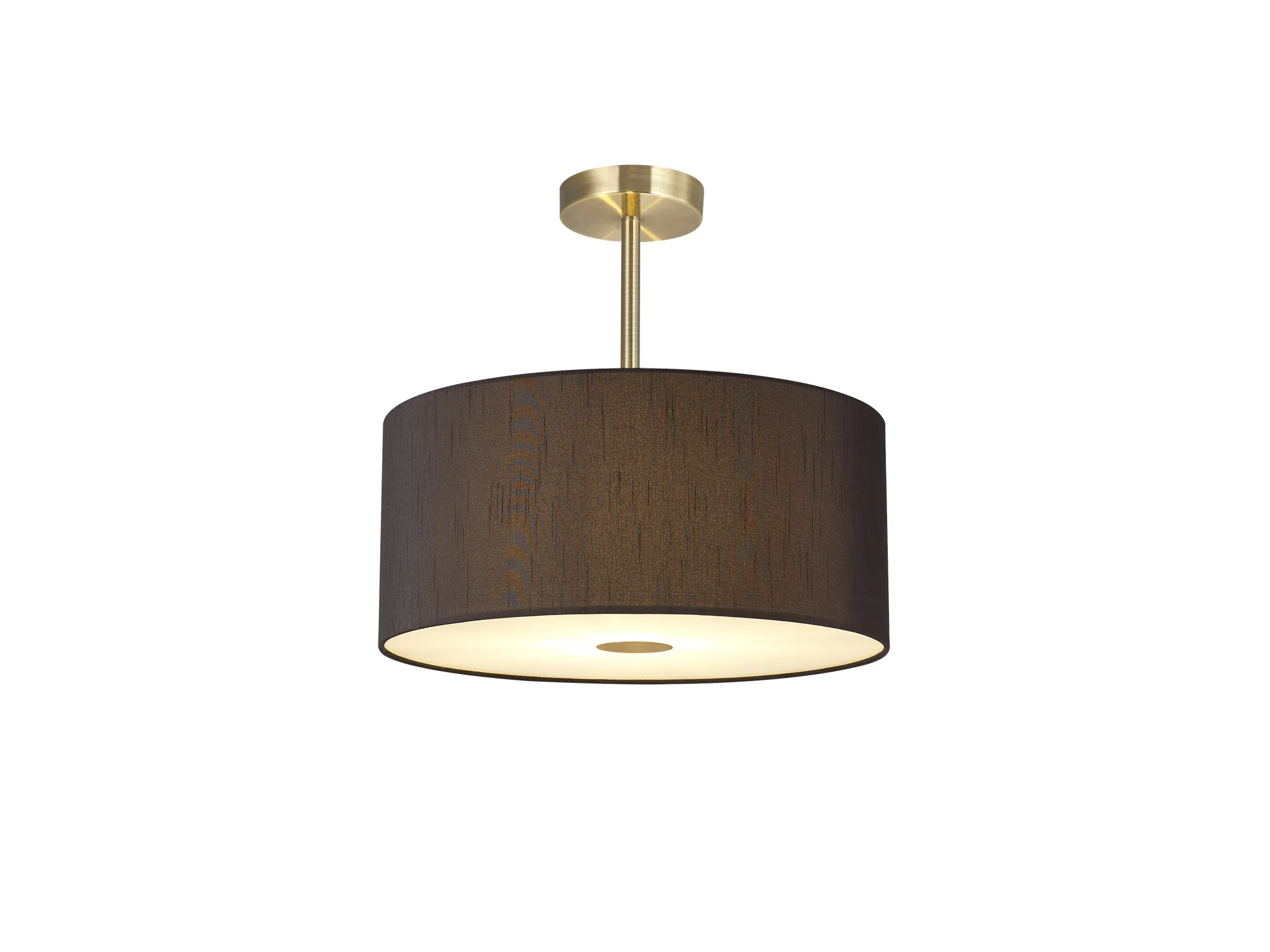 Baymont 40cm Semi Flush 3 Light Antique Brass, Black, Frosted Diffuser